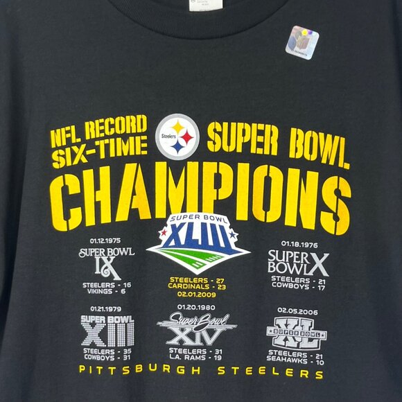 Reebok Pittsburgh Steelers Tshirt NFL Record Six-Time Super Bowl Champions New - Picture 5 of 10